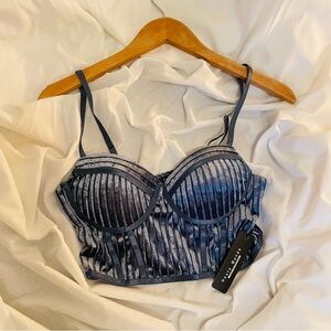 Haute Monde Velvet Bustier in Blue and Gray